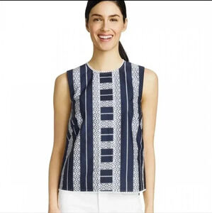 Draper James "Lacey" Scalloped Trim Sleeveless Striped Top(6)